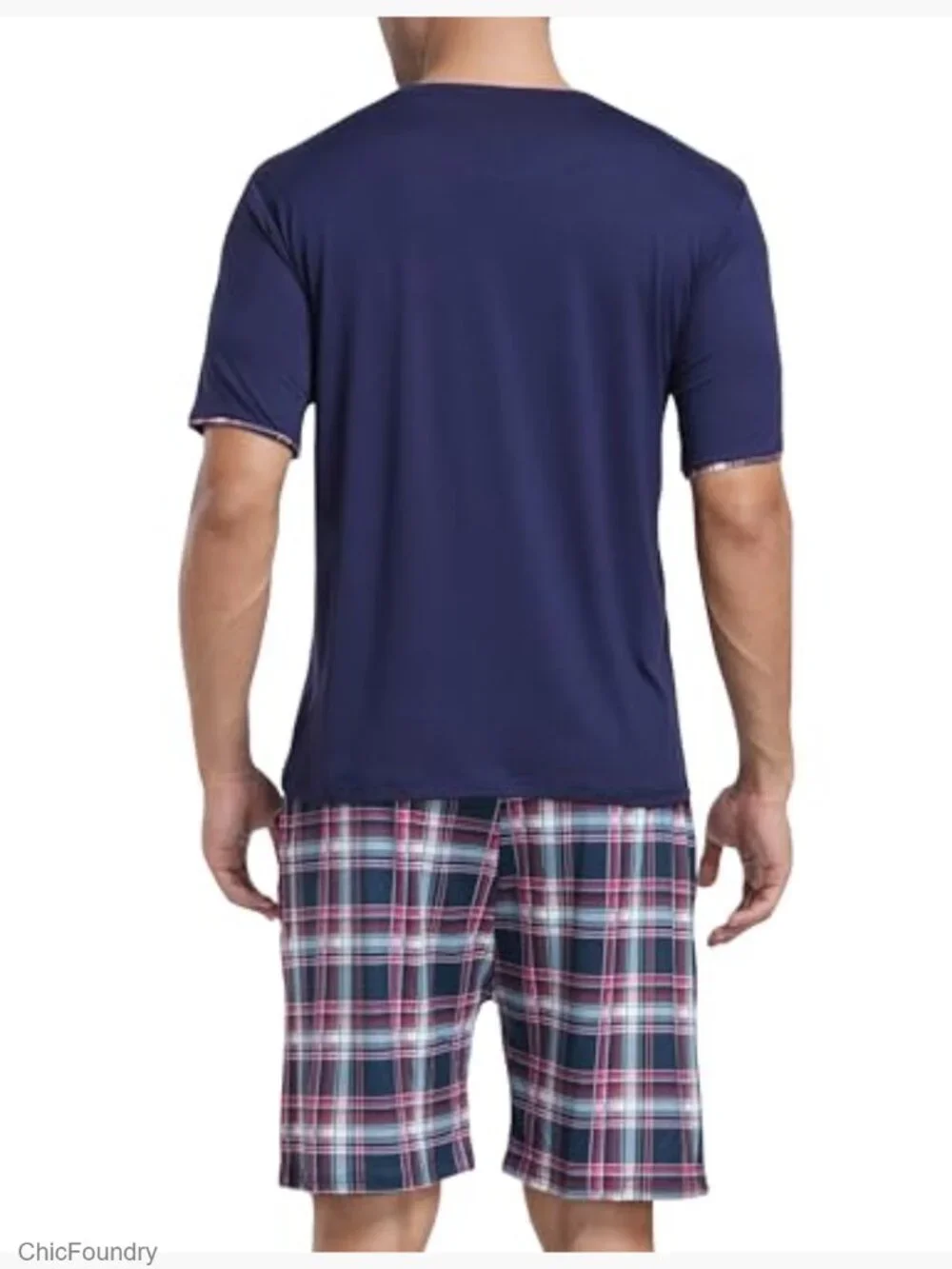 Men's Pajama Short Set Short Sleeve Sleepwear Loungewear with Pockets S-3XL